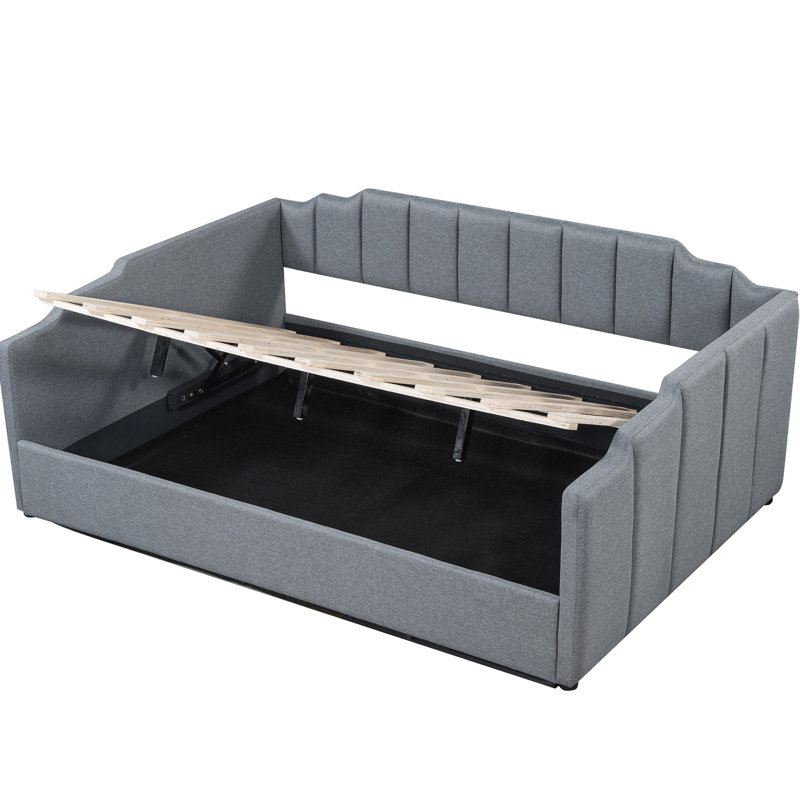 Upholstered Daybed With Storage, Full Size, Gray - Comfortable & Versatile Sleeping Solution Size In Underbed Storage Modern And Stylish Design