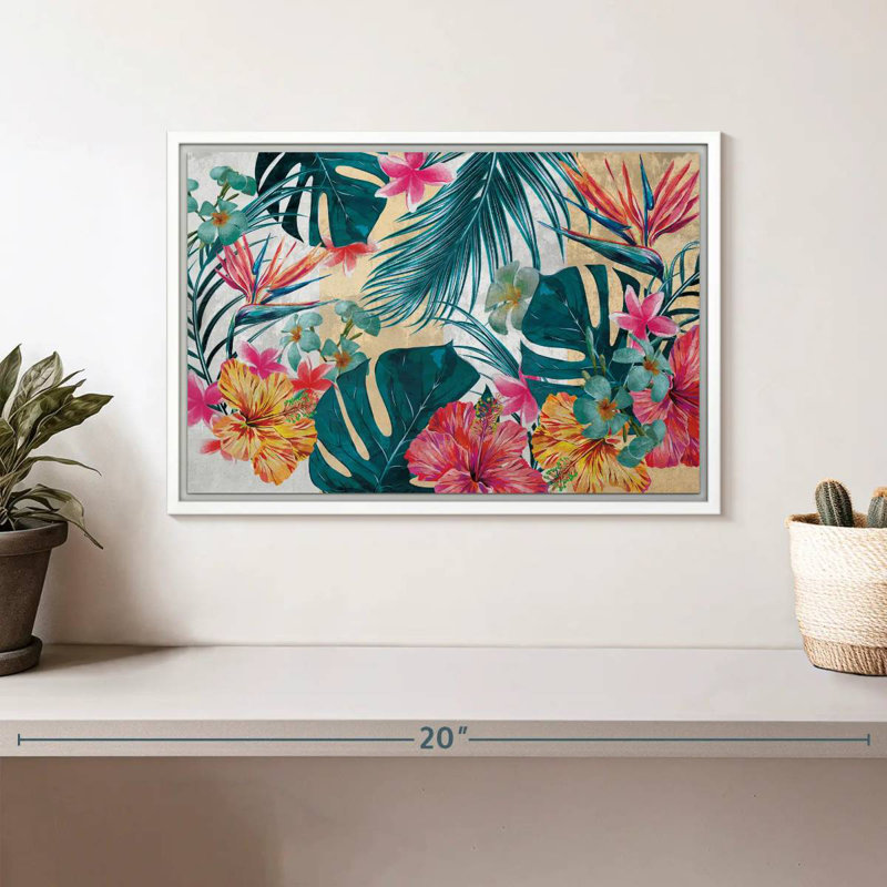 Flore tropicale, Cadre flottant blanc, 13 po x 9 po