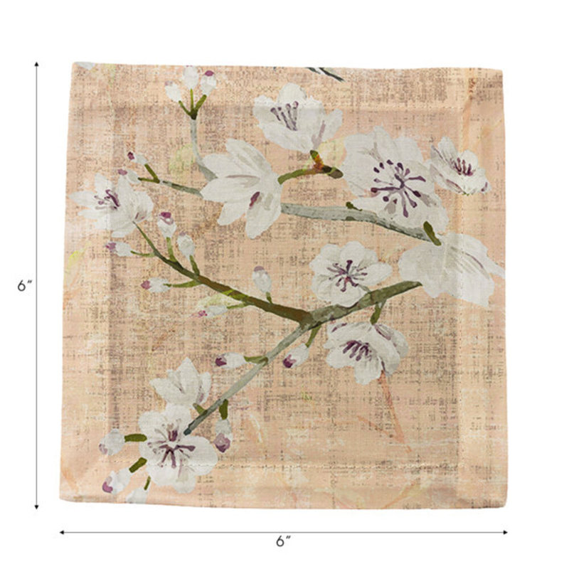 Blossom Fantasia Cotton Sateen Cocktail Napkins, Romance