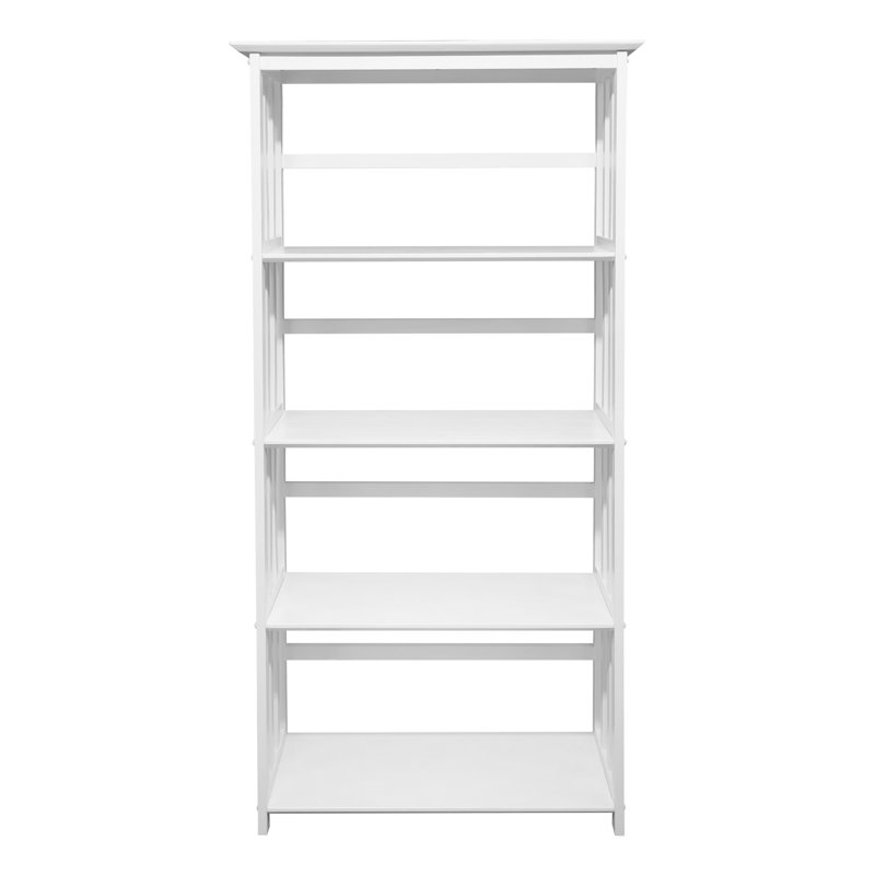 Bibliothèque en bois massif Tou, Blanc, (4 tablettes) H 61 po x l 30 po x P 12 po