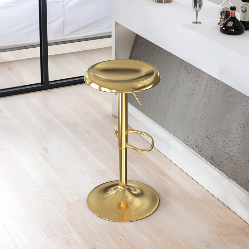 Juddson 1Pc Bar Stools, Adjustable Height Swivel Bar Stools, Metal Airlift Barstools, Backless Counter Height Bar Chairs for Kitchen Dining Room Pub Cafe
