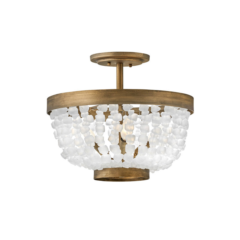 Fredrick Ramond Dune Four-Light Hand-Strung Sea Glass Semi-Flush Mount Ceiling Light