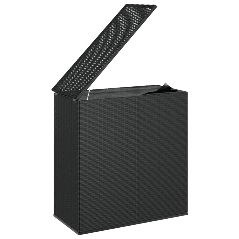 Water Resistant Poly Rattan Deck Box in Black