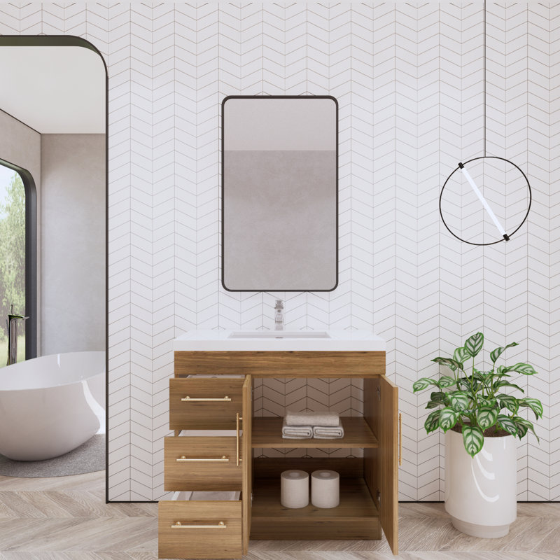 Ensemble de meuble-lavabo simple 36 po Maplesville, Chêne naturel