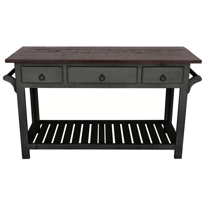 Sirenna Solid Wood Kitchen Island, Gray