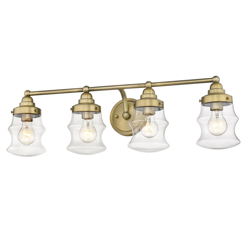 4 - Light Dimmable Vanity Light, Antique Brass