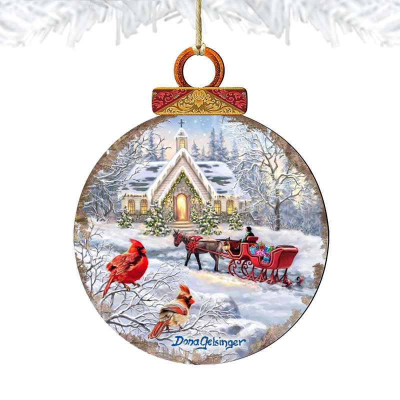 Sleigh Ride Wooden Ornament by Gelsinger