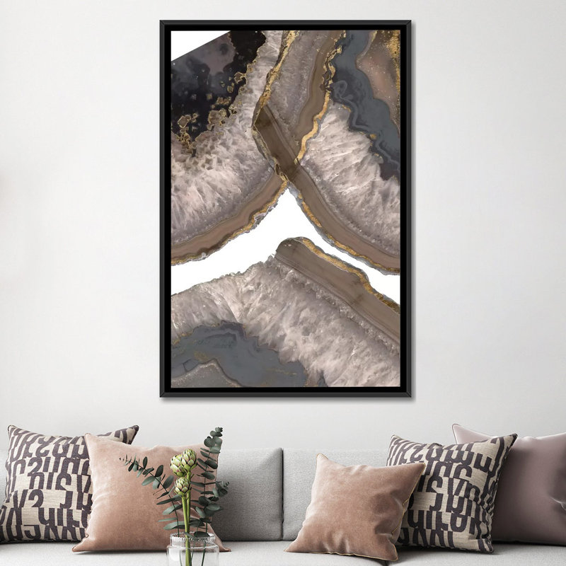 « neutral agates ii », reproduction sur toile, H 26 po x l 18 po x P 1,5 po, Toile avec cadre noir, Pas de tapis