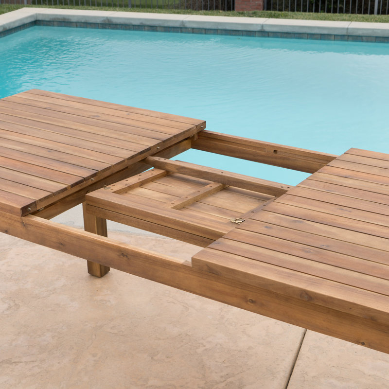 Table de patio en bois rustique avec éléments d'extérieur extensibles