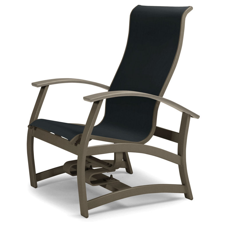 Askar Swivel Powder Coated Aluminum Outdoor Lounge Chair, Black 5D Sunbrella®, Textured Beachwood, Desert P60