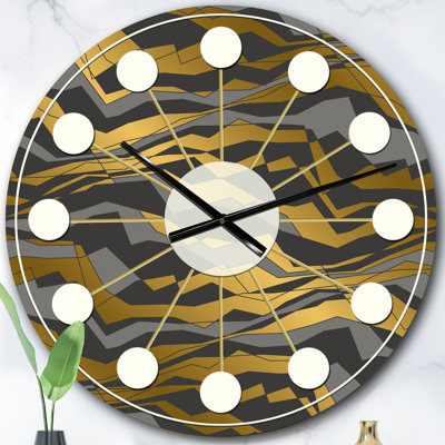 Motif de lignes et de vagues en angle - horloge murale moderne Mid-Century