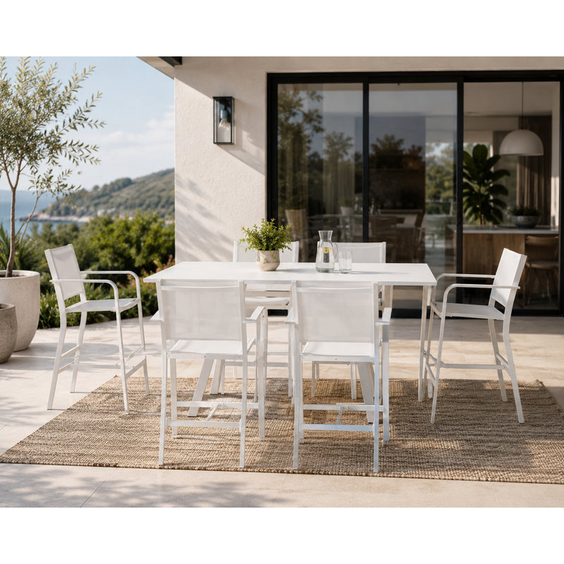 Sunset Outdoor 7 - Piece Bar Height Dining Set with Cushions