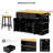 Black Kitchen Island Including 2 Stools, Power Outlet, Internal Storage, Drop Leaf, 5 Side Shelves, 3 Drawers For & Dining Areas 53Inch Storage With Rack, , Drawers, Graceful Spaces,-1931976816