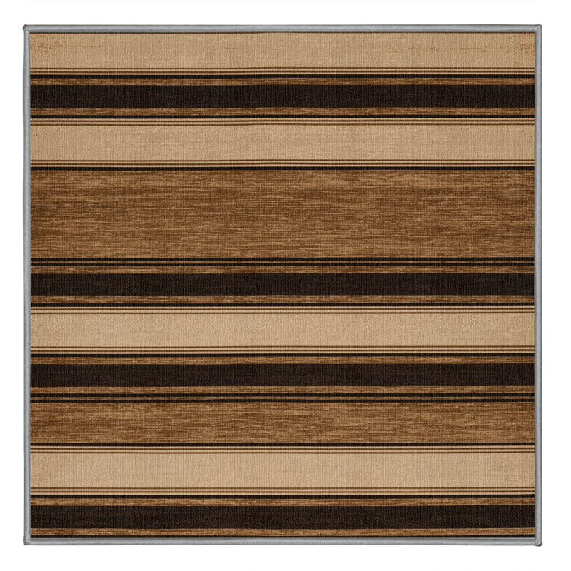 Washable Sandstone Brown Striped Area Rug, Rectangle 7' x 9'