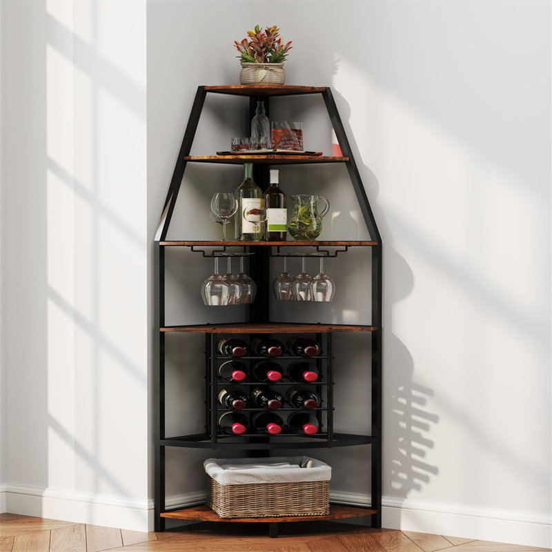 Open Shelving Wine Bottle Rack Brown
