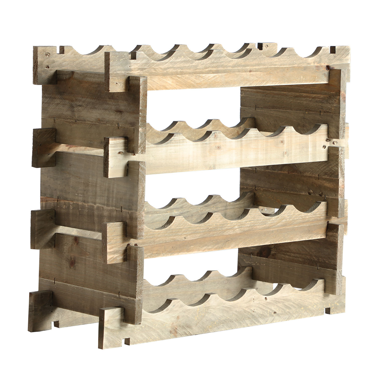 Union Rustic Tolchester Solid Wood Floor Wine Bottle Rack in Brown ...