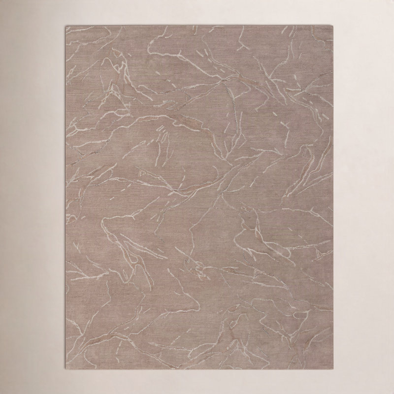 Dannie Ada Hand-Tufted Wool Abstract Area Rug, Rectangle 5' x 8', Clay