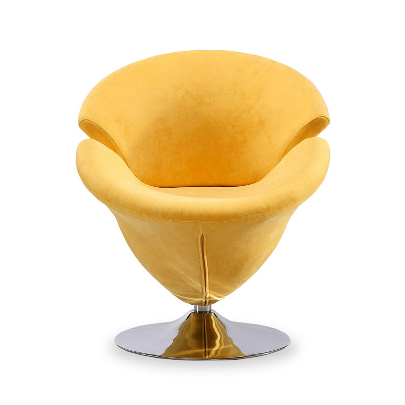 Fauteuil demi-tonneau Tulip Modern, Velours jaune