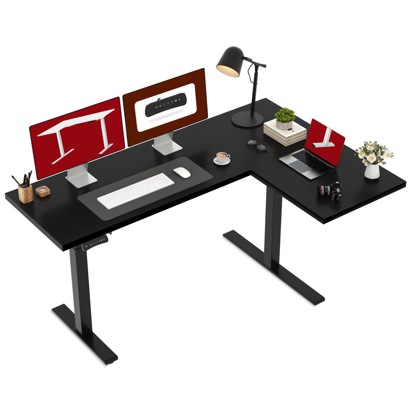 Bureau pour travailler debout en L 71 po, Noir / Noir, H 45,9 po x l 71 po x P 63 po