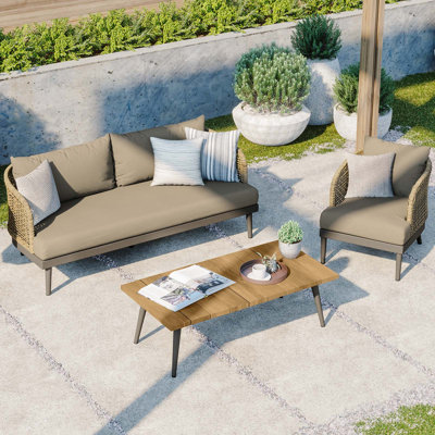 Ensemble de conversation d'extérieur pour 4 personnes avec coussins Modway Meadow