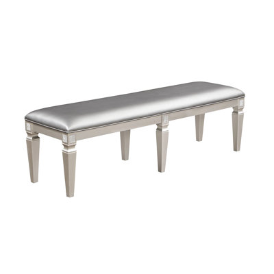 Sparkling Embellished Modern Bench - 60" Upholstered Seat In Silver Gray For Bedroom, Living, Dining Long Style With Decor Home Living