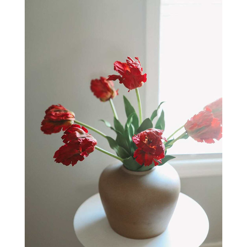 Real Touch Lemon Parrot Tulip 27", White