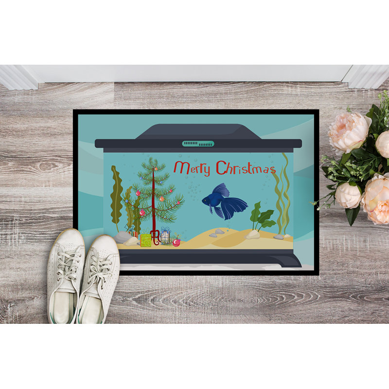 Tapis d'entrée antidérapant Insta, Poisson rouge à queue-de-voile, 18" W x 27" L