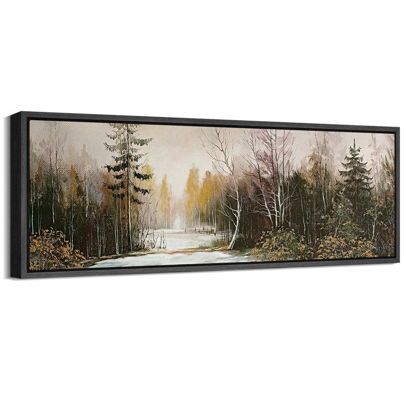 Winter " Whispering Autumn Woods Serene Forest Landscape Rustic Retro Art Decor Extra Large Pictures " Print, 20" H x 60" W