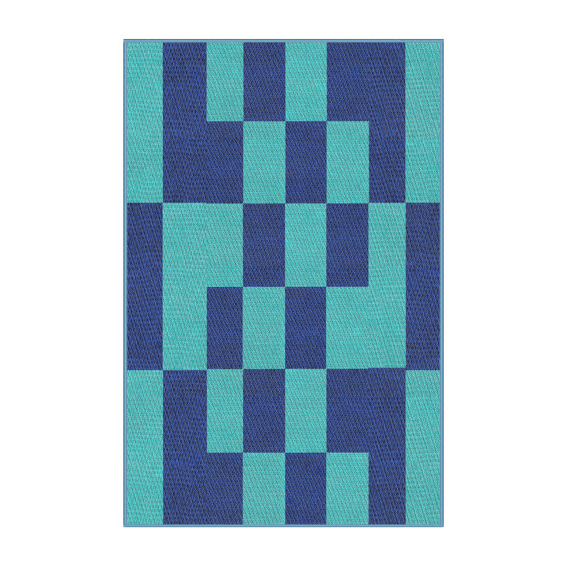 Tapis bleu/vert léger tissé à la machine, Tapis de couloir 2 pi x 5 pi