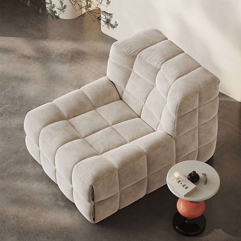 Retro Lazy Sugar Sofa, Beige Corduroy