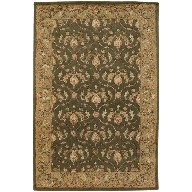 Tapis vert en laine touffeté à la main Lauren, Rectangle 7 pi 9 po x 10 pi 6 po