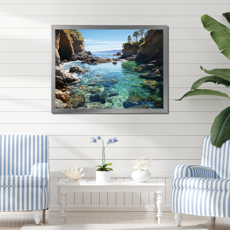 Bahiya Beach Rocky Retreat I, H 24 po x l 32 po x P 1 po, Cadre photo argenté