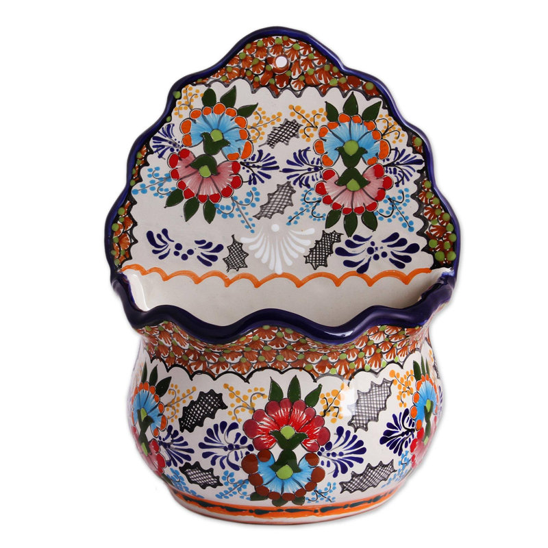 Pot de fleurs mural en céramique vive Talavera de Bungalow Rose