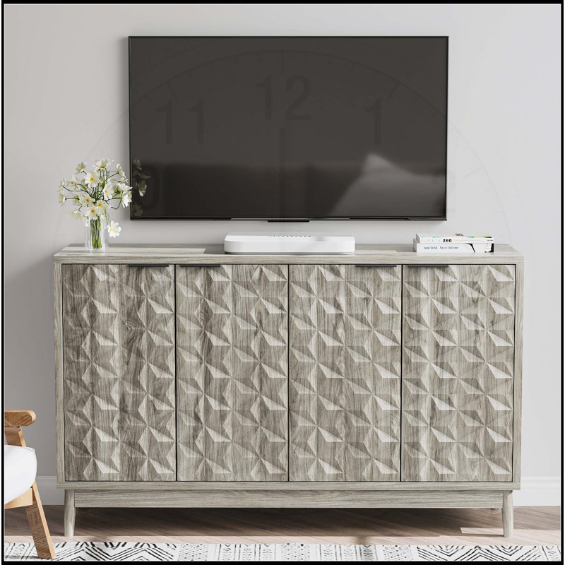 Buffet de style moderne avec rangement et portes en relief en forme de losange