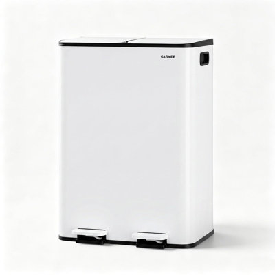 2x8 Gal Dual Compartment Stainless Steel Kitchen Trash Can, 30L+30L Recycling Bin, Soft Close Foot Pedal, Fingerprint Resistant