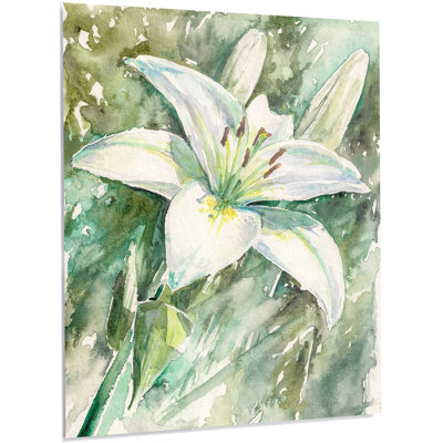« large white lily painting », reproduction d’art sur métal