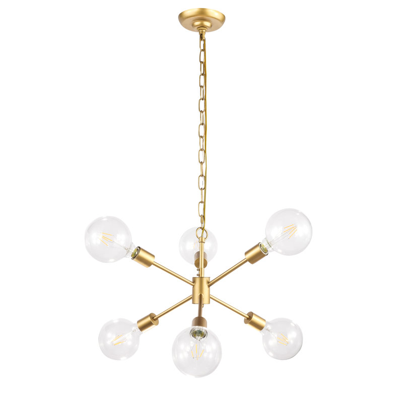 Lustre sphérique Spoutnik à 6 lumières Toler, Laiton