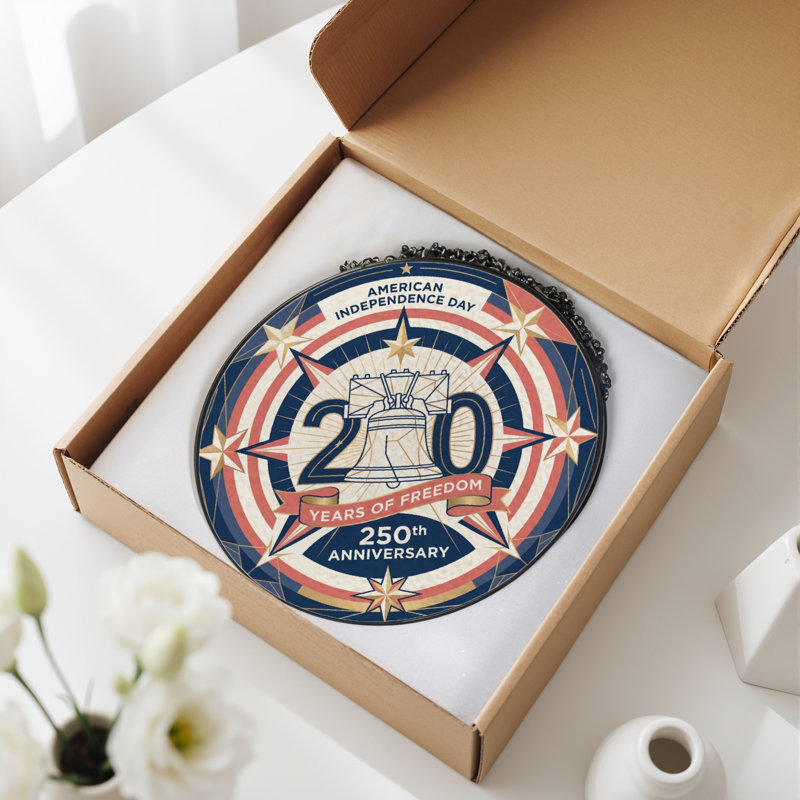 Panneau de fenêtre en verre pour décoration intérieure American Independent USA 250th Anniversary ， 7,8H, H 7,8 po