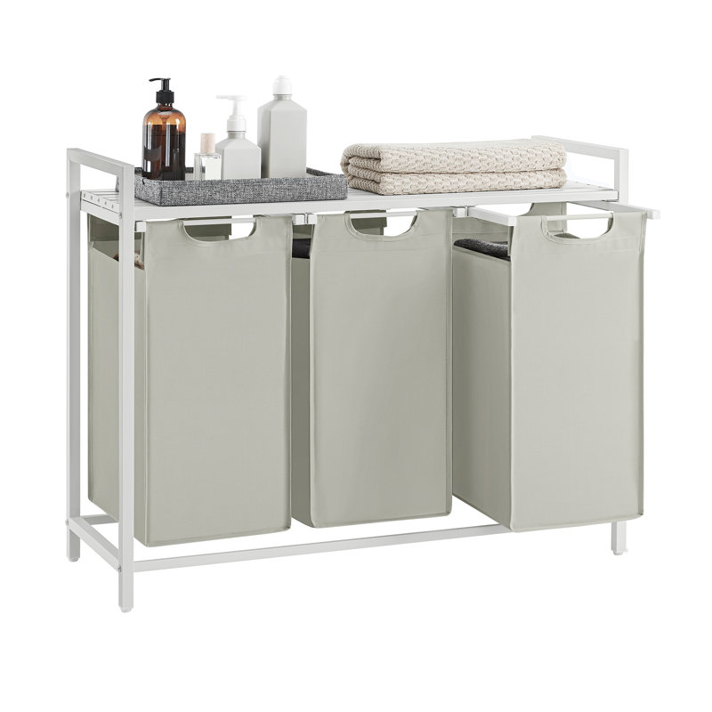 Laundry Sorter with Handles, White/Grey