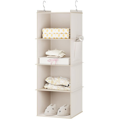 Organisateur de garde-robe à 4 tablettes - Beige - Tablettes de rangement pliables pour vêtements, chaussures et accessoires