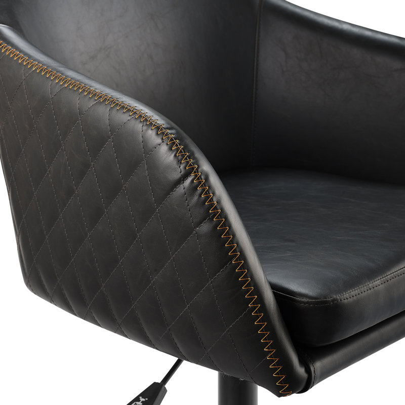 Chaise de travail en faux cuir Matthews Tyler, Charbon de bois