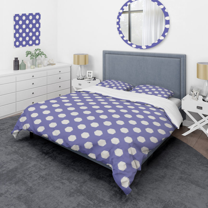 Motif de cercle blanc - Ensemble de housse de couette abstrait - Polyester en microfibre