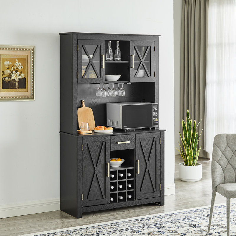 Huche de cuisine avec portes de ferme Jill Zarin, Noir