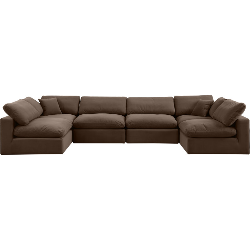 Canapé modulaire réversible en velours Hrannar, Velours brun
