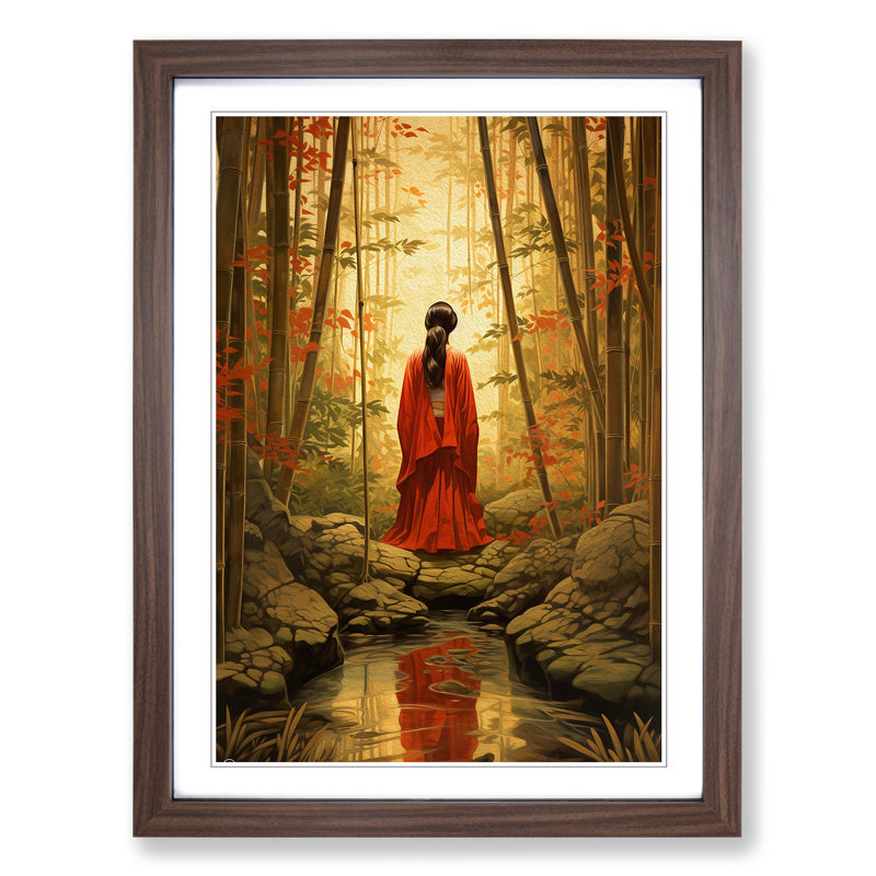Single Picture Frame Print on Wood, Walnut Framed, 46cm H x 34cm W