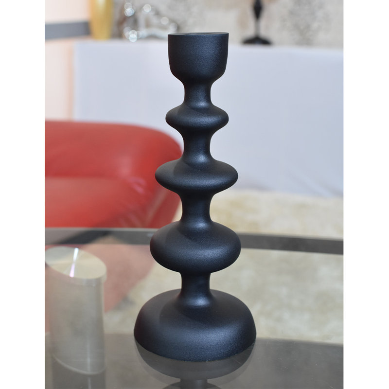 Bougeoir de table en aluminium, Noir, H 19 po x l 10 po x P 23 po