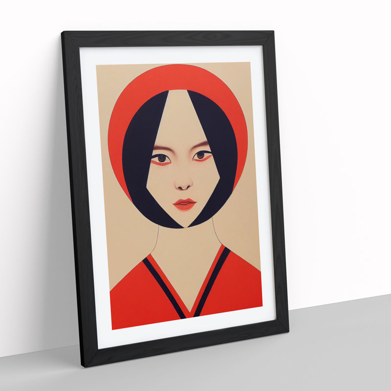 French Girl - Single Picture Frame Print, Black, 64cm H x 46cm W x 2cm D
