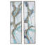 De 2 peintures à l'huile abstraites contemporaines, mur encadré rectangulaire de 20 po x 71 po, excellente qualité, merveilleux pour les occasions, motif de nuage bleu et blanc avec accent métallique allongé moderne
