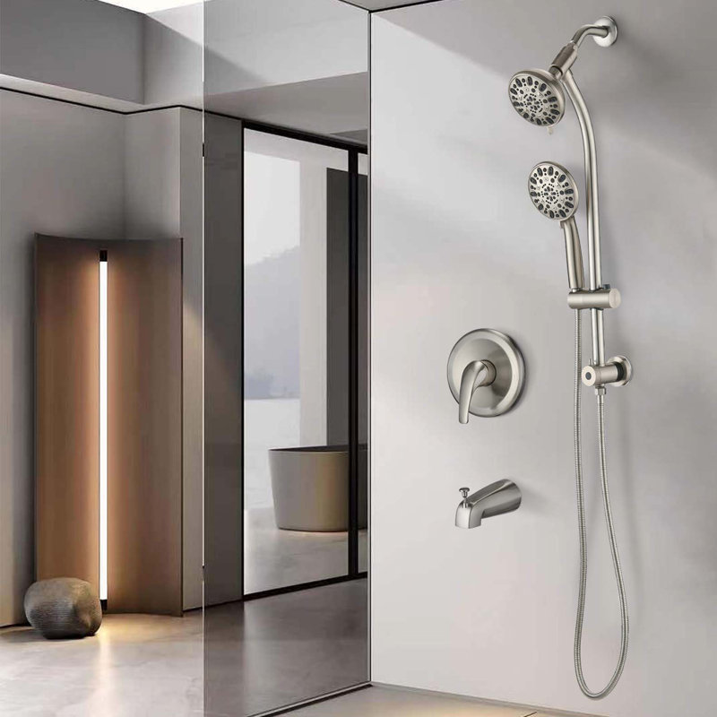 Complete Shower System with Rough in-Valve, Brushed Nickel