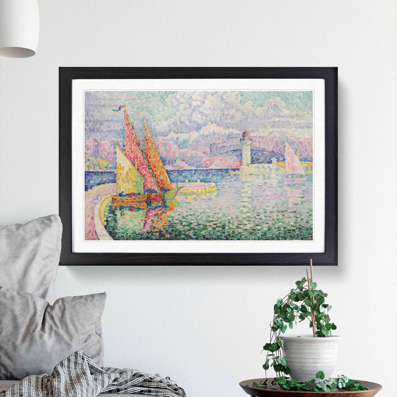 Port of Le Musior by Paul Signac - Framed Print, 48cm H x 65cm W x 2cm D, Black Framed